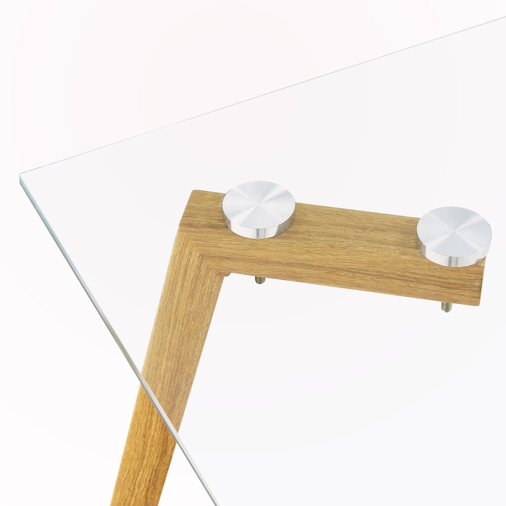 Rectangular Glass Dining Table with Metal Legs