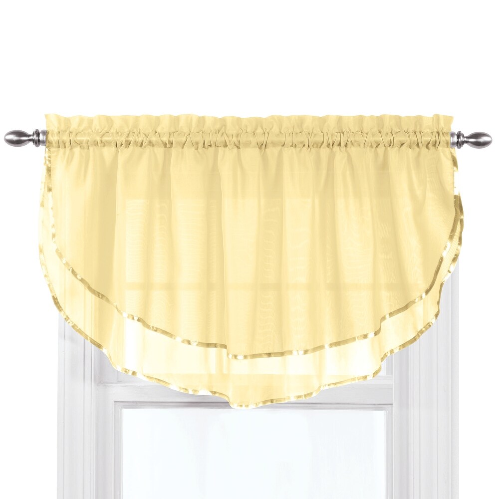 Elegance Sheer Fabric Rod Pocket Top Ascot Window Valance   7.000 x 5.750 x 1.250