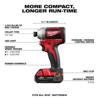 MW M18 FUEL 16 in. 18V Lithium-Ion Brushless Electric Battery Chainsaw wM18 Brushless Hammer DrillImpact Combo (3-Tool) 2727-20-2893-22CX