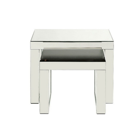 Benjara BM250303 Accent Table with Mirrored Top an...