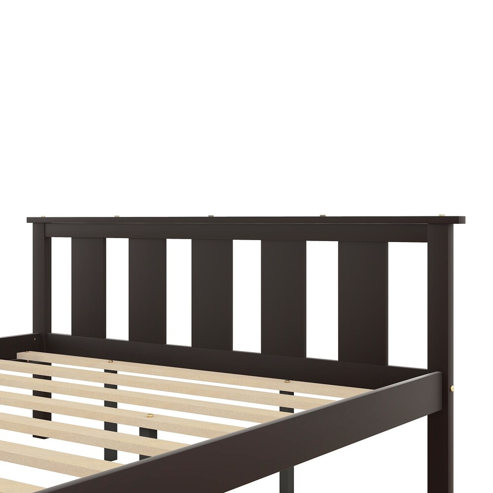 Wood Platform Bed Queen Size Bed Frame with Headboard