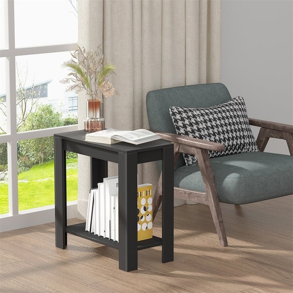 Narrow End Table with Shelf