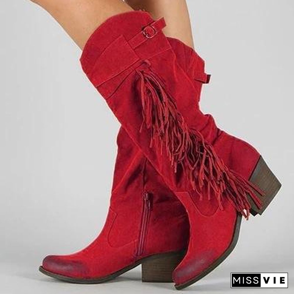 New Buckle Tassel Boots