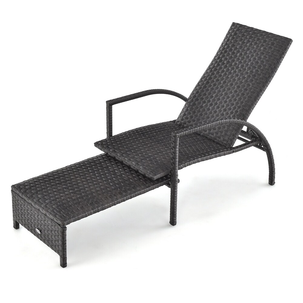 Costway Patio Wicker Elastic Sponge Lounge Chair Back Adjustable with   See Details