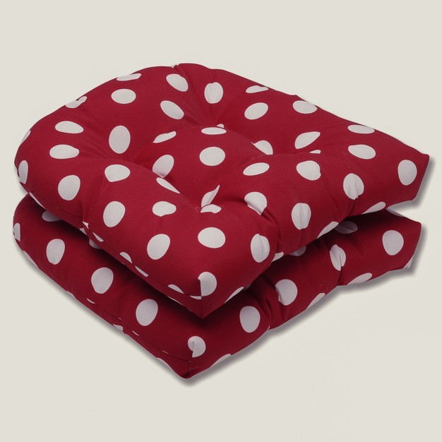 2pc Polka Dot Outdoor Wicker Chair Cushions Pillow Perfect