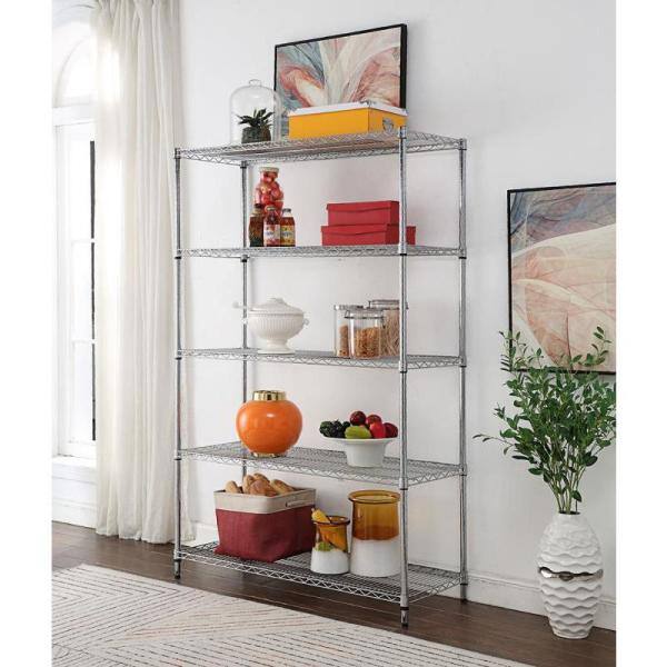 HDX 5-Tier Steel Wire Shelving Unit with Casters in Chrome (48 in. W x 72 in. H x 18 in. D) HD1848-5LHCCPS