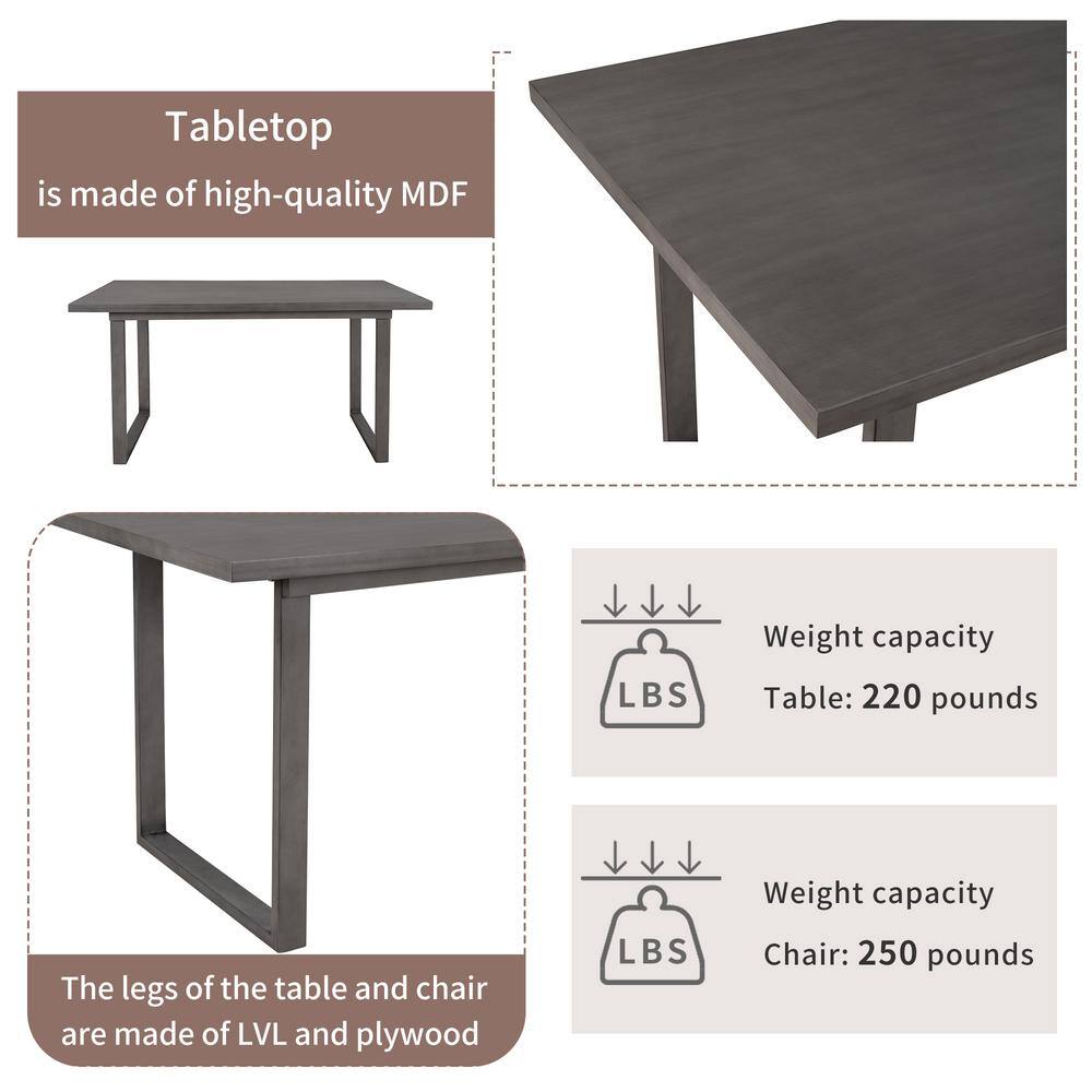 Harper  Bright Designs 6-Piece Rrectangle Wood Top Gray Dining Table Set with 4 Chairs and Bench XW009AAE