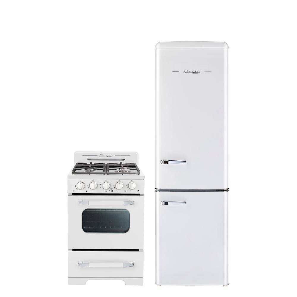 Unique Appliances Off-Grid Classic Retro 24 in. 3 cu. ft. Retro Propane Gas Range with Battery Ignition in Marshmallow White UGP-24CR OF1 W