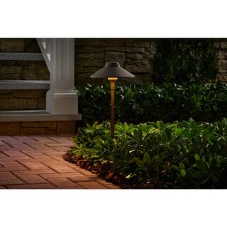 Hampton Bay Low Voltage Landscape Antique Brass Single Tier Path Light with 1.6-Watt 100 lumen Integrated LED LWP-M1BR3000KA2