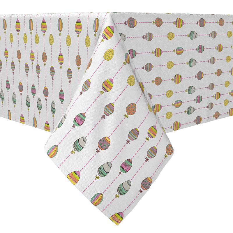 Rectangular Tablecloth， 100% Cotton， Easter Egg Stripe