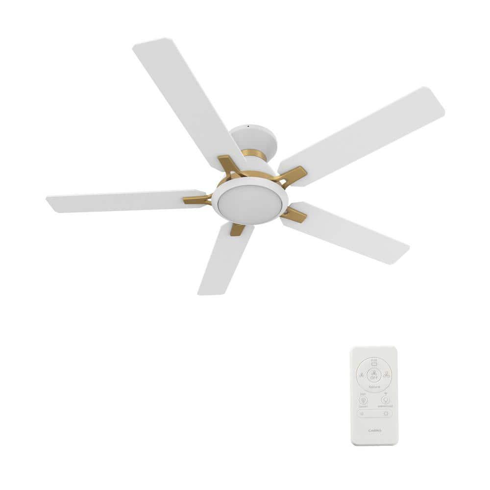 CARRO Essex 52 in Integrated LED IndoorOutdoor White Smart Ceiling Fan with Light and Remote Works wAlexaGoogle Home