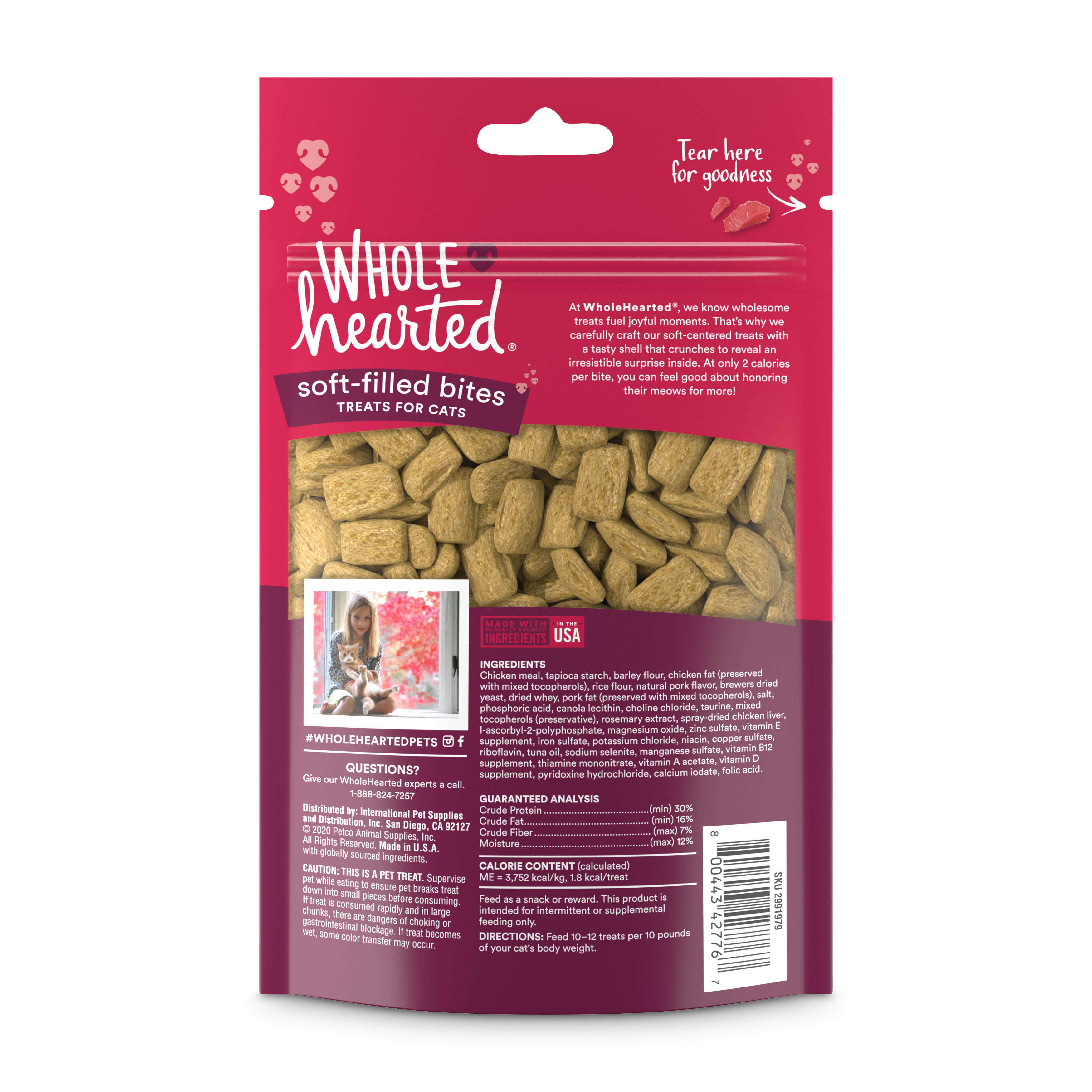 WholeHearted Soft Center Crunchy Tuna Flavor Treats for Cats， 3 oz.