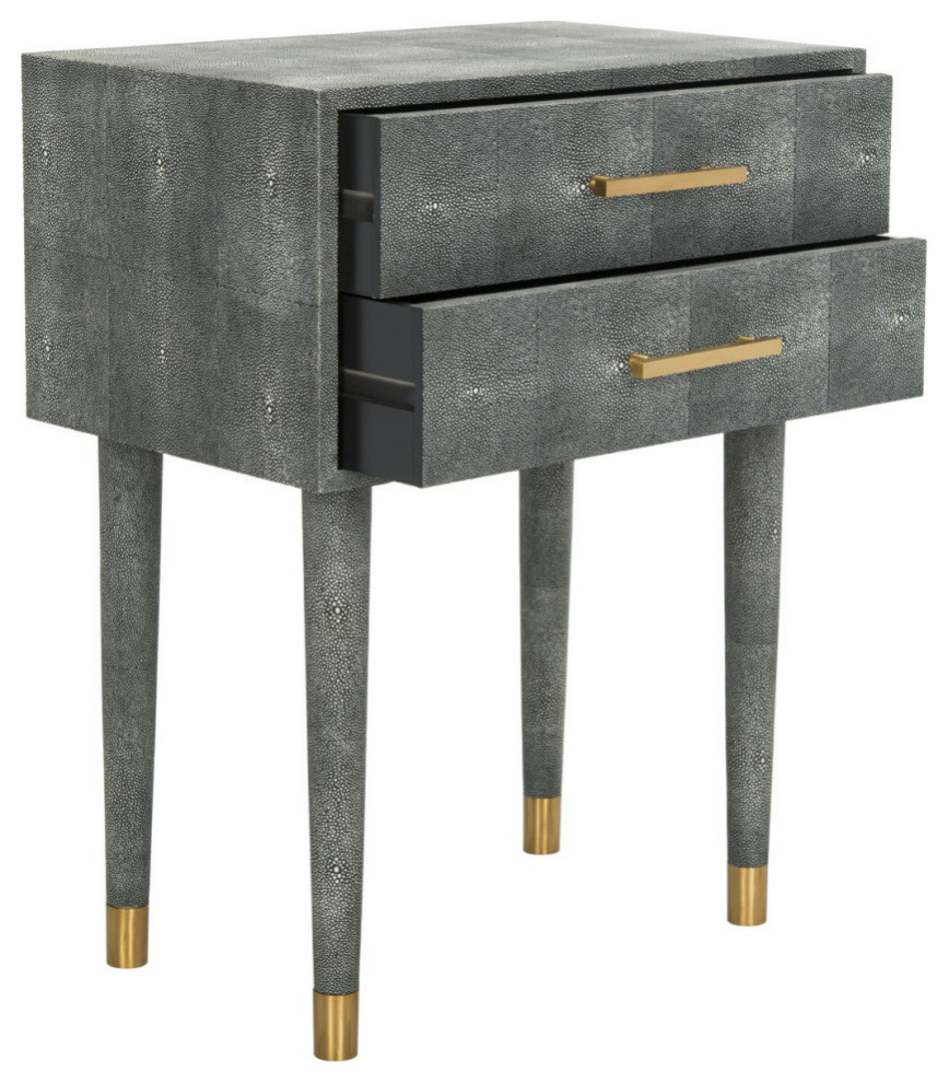 Landis Faux Shagreen End Table Black   Midcentury   Side Tables And End Tables   by AED Luxury Home Decor  Houzz