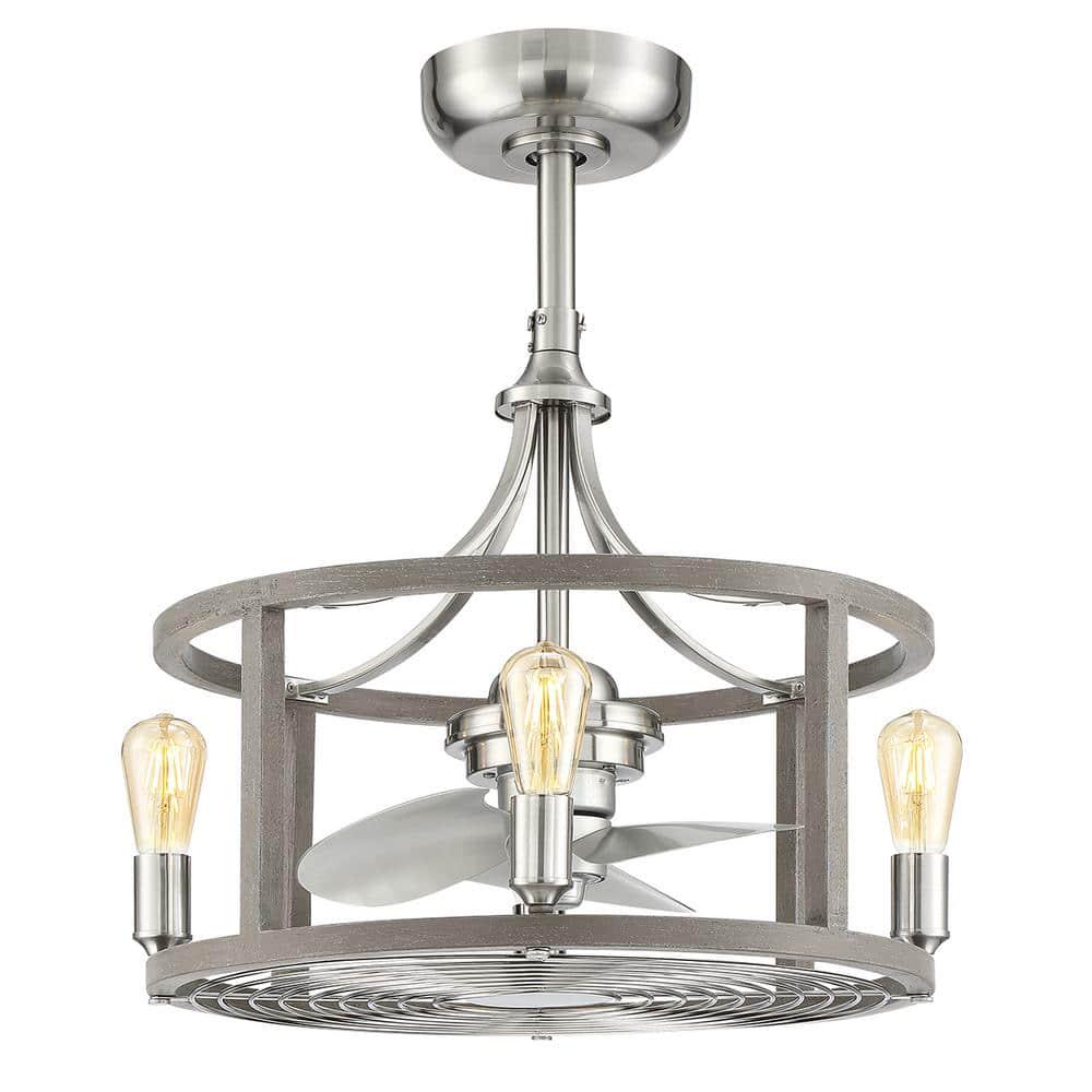 Hampton Bay Bardeau IndoorOutdoor 2112 in Brushed Nickel Dual Mount Farmhouse Ceiling Fan with Light Kit and Remote Control