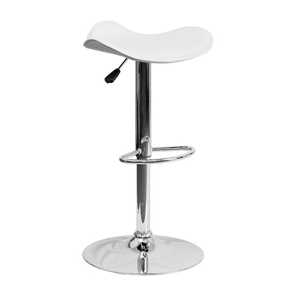 Contemporary Black Vinyl Adjustable Height Bar Stool