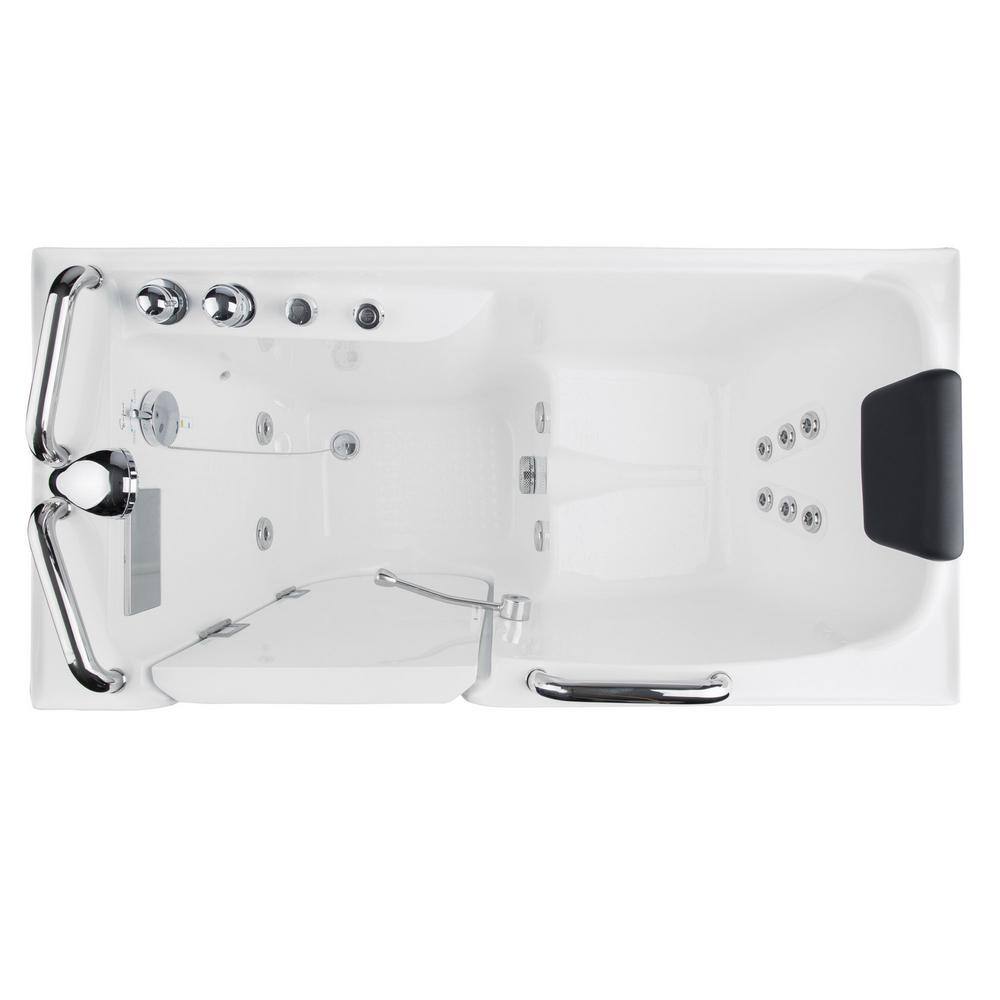 Empava 53 in. Left Drain Quick Fill Alcove Rectangular Walk-in Whirlpool Bathtub with Left Side Door in White EMP-WIT02