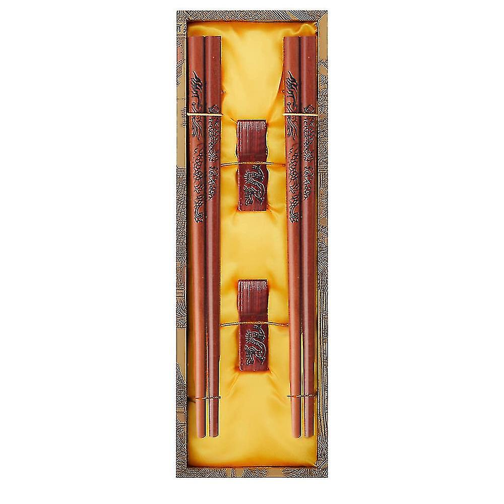 2 Pairs Chopstick Reusable Chinese Dragon And Phoenix Chopsticks