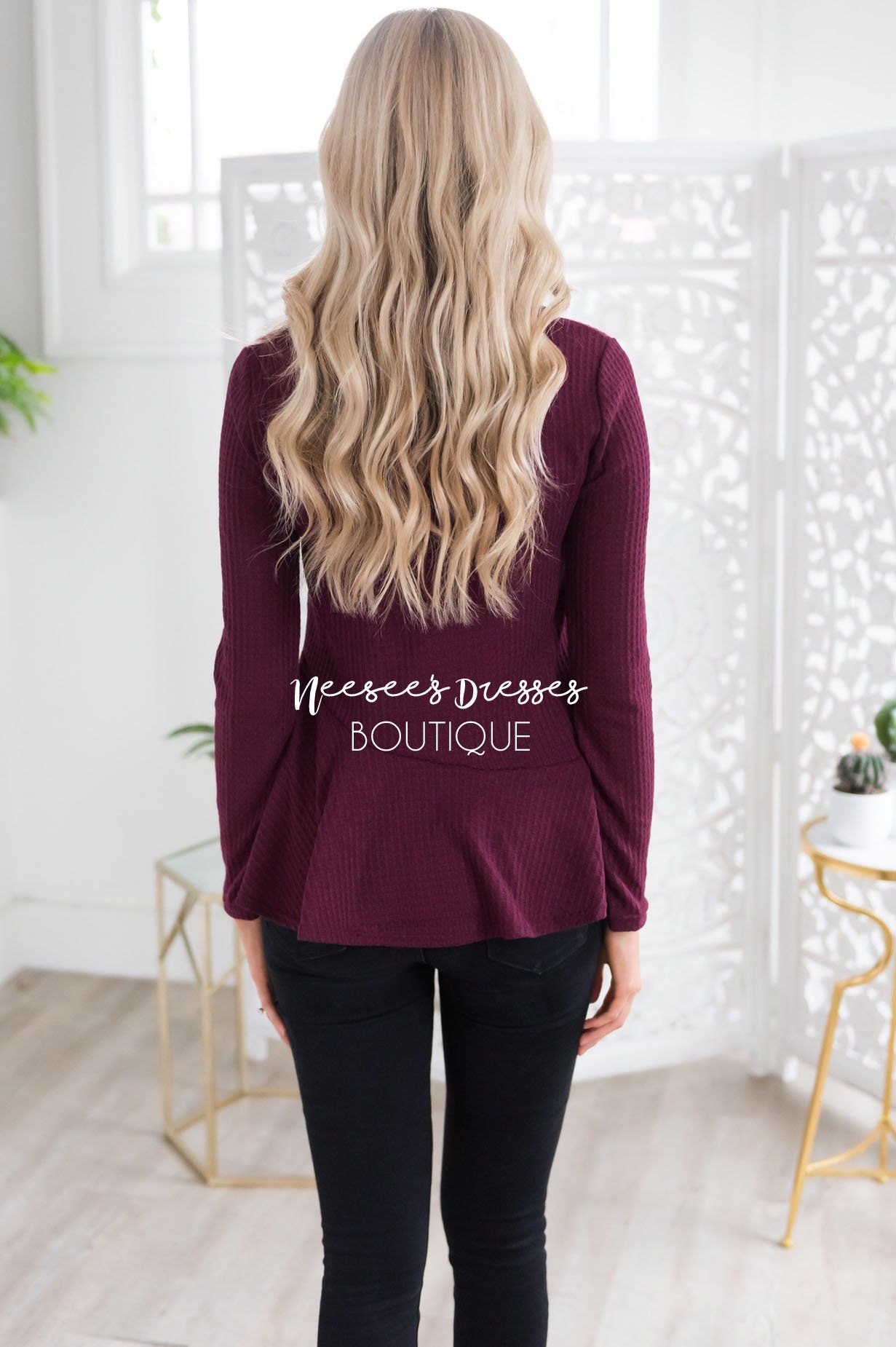 Winter Wishes Cowl Neck Peplum Top