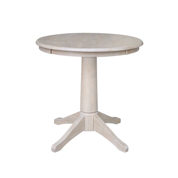 30-in. Round Washed Grey Taupe Wood Pedestal Table