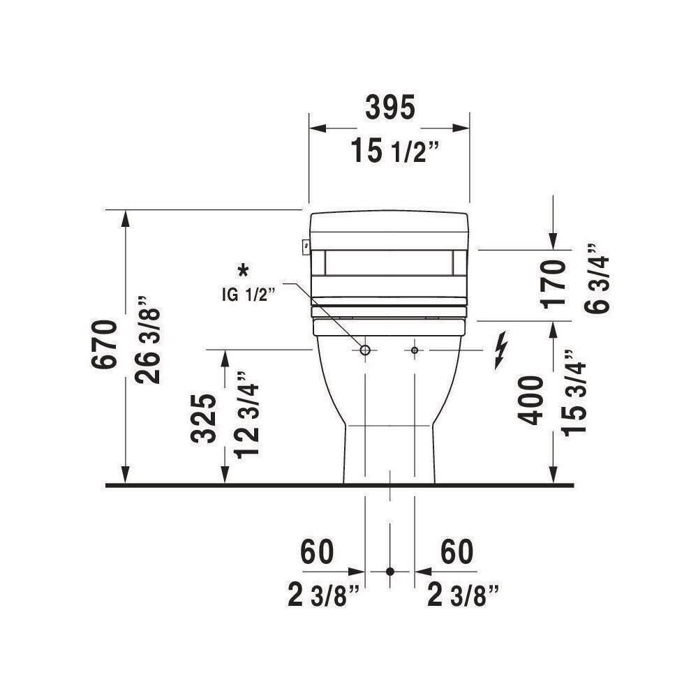 Duravit Starck 3 1-Piece 1.28 GPF Single Flush Elongated Toilet in White Seat Not Included 2120510001