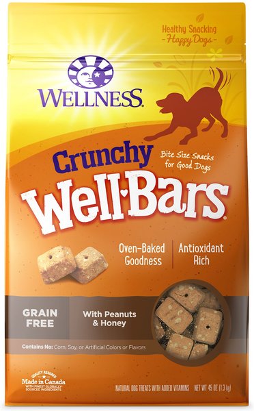 Wellness WellBars Grain-Free Crunchy Peanuts and Honey Baked Dog Treats