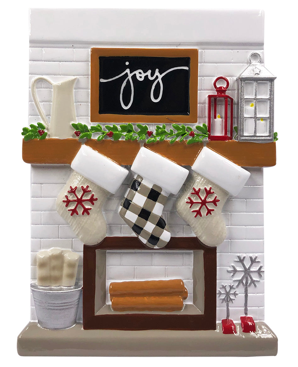 OR2030-3 - Fireplace Mantle Family of 3 Personalized Christmas Ornamen