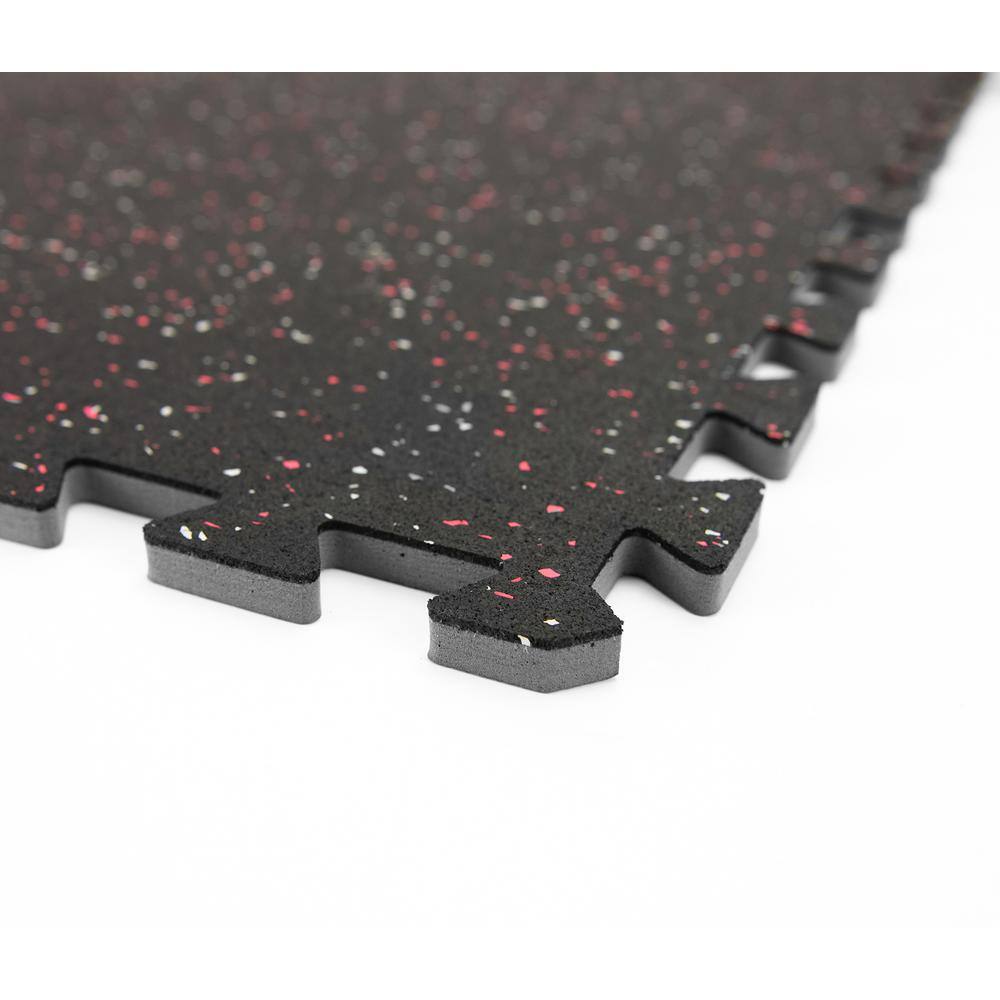 FloorPops Rhyolite Black 24 in. W x 24 in. L x 0.47 in. Thick Rubber Interlocking Exercise Floor Tiles (4 tilescase) FPR4268