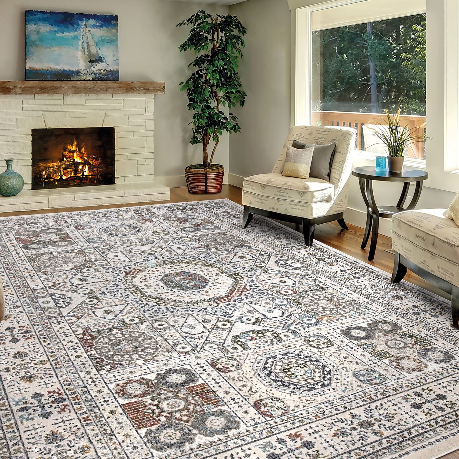 Concord Global Suzani Medallion Area Rug