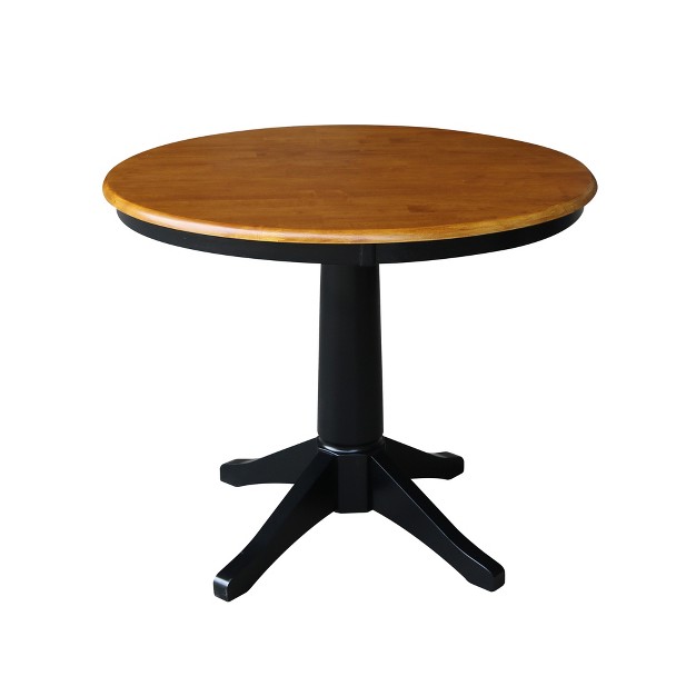 Mark Round Top Pedestal Table Black cherry International Concepts