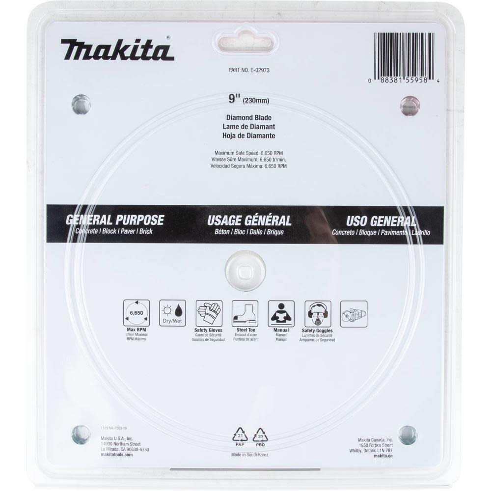 Makita 9 Ultra-Premium Plus Diamond Blade， Segmented， General Purpose ;