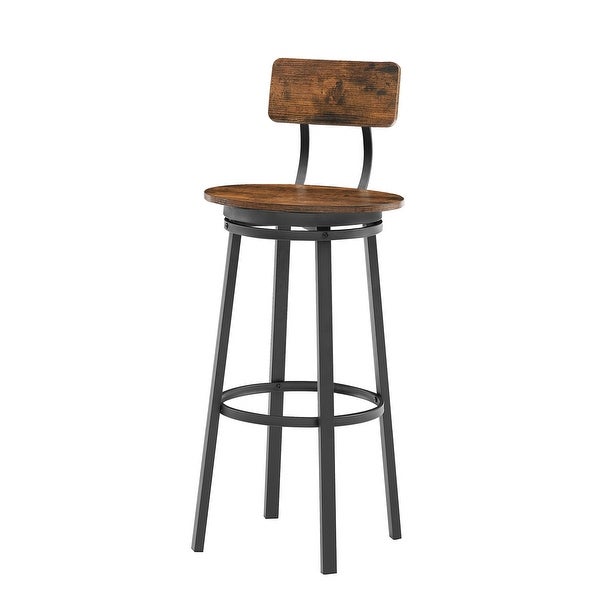 2Pcs Industrial Style Oval Bar Stools with Metal Legs