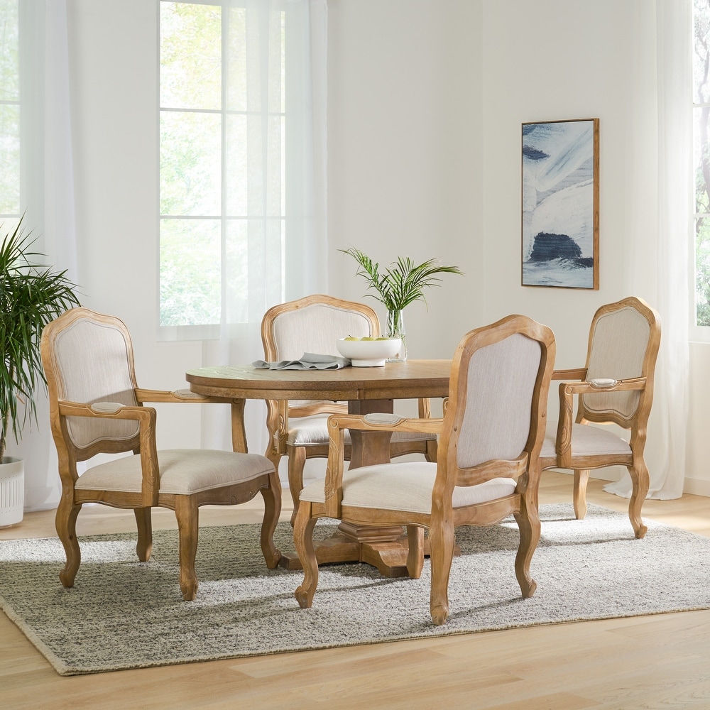 Andrea Fabric and Rubberwood Dining Set by Christopher Knight Home