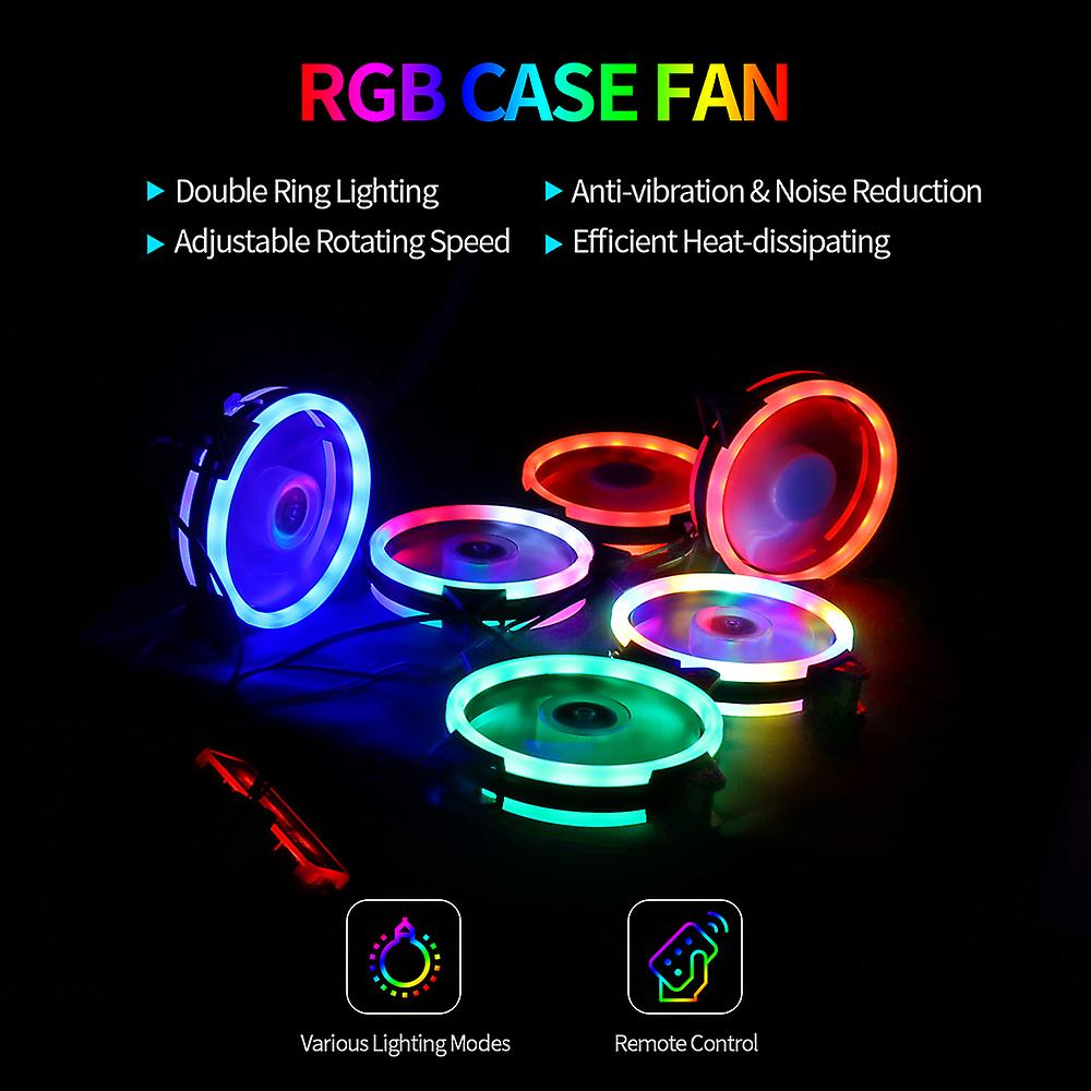 120mm?rgb Case Fan Chassis Cooler Adjustable Speed/ Remote Control/ Control Hub/12v Rgb/5v Argb Motherboard Sync Cable 4 Fans White 4 Fans