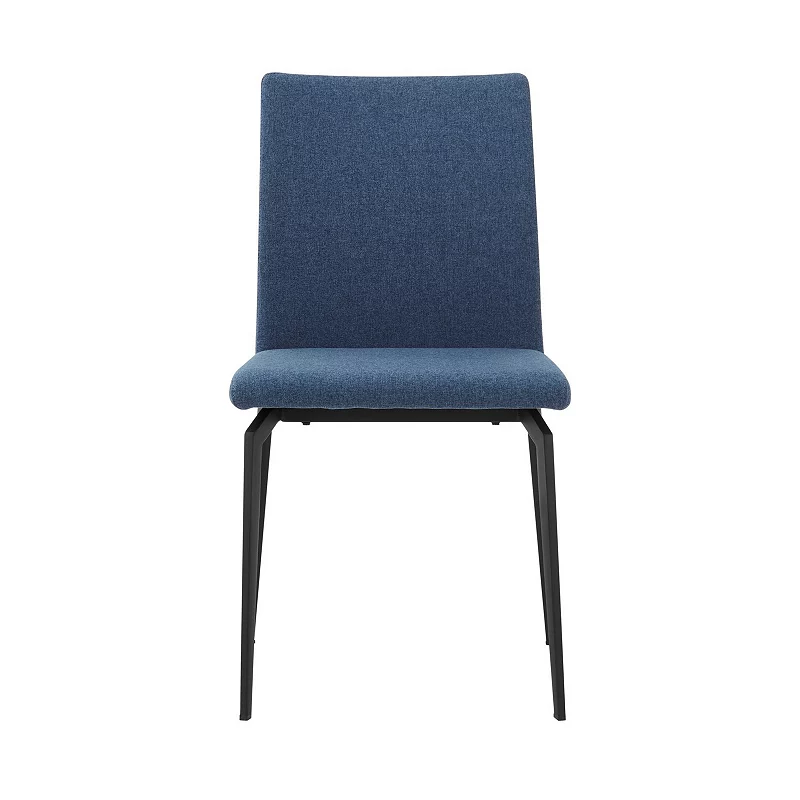 Sleek Fabric Dining Chair with Diamond Stitching， Set of 2， Blue