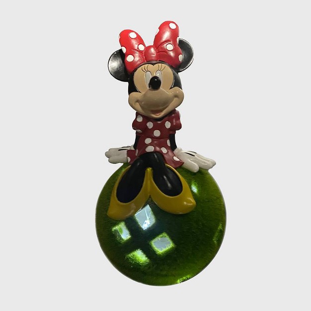 Stone Minnie Mouse Sitting On Flocked Ball Garden Statue