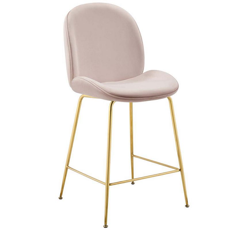 Modway Scoop Gold Stainless Steel Leg Performance Velvet Counter Stool