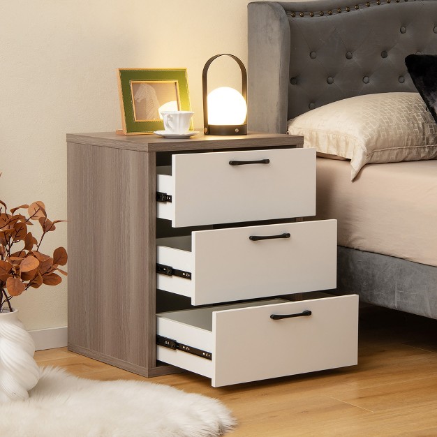 Costway 3 Drawer Dresser Chest Of Drawer Storage Cabinet With Wide Storage Space Organizer