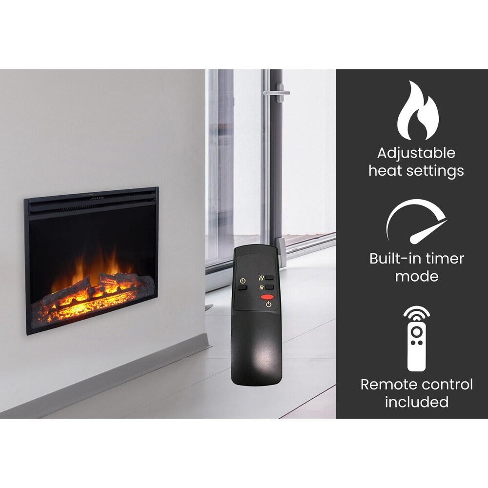 Hanover Fireside 23 In. Freestanding 5116 BTU Electric Fireplace Heater Insert with Remote Control and Timer   23 Inch