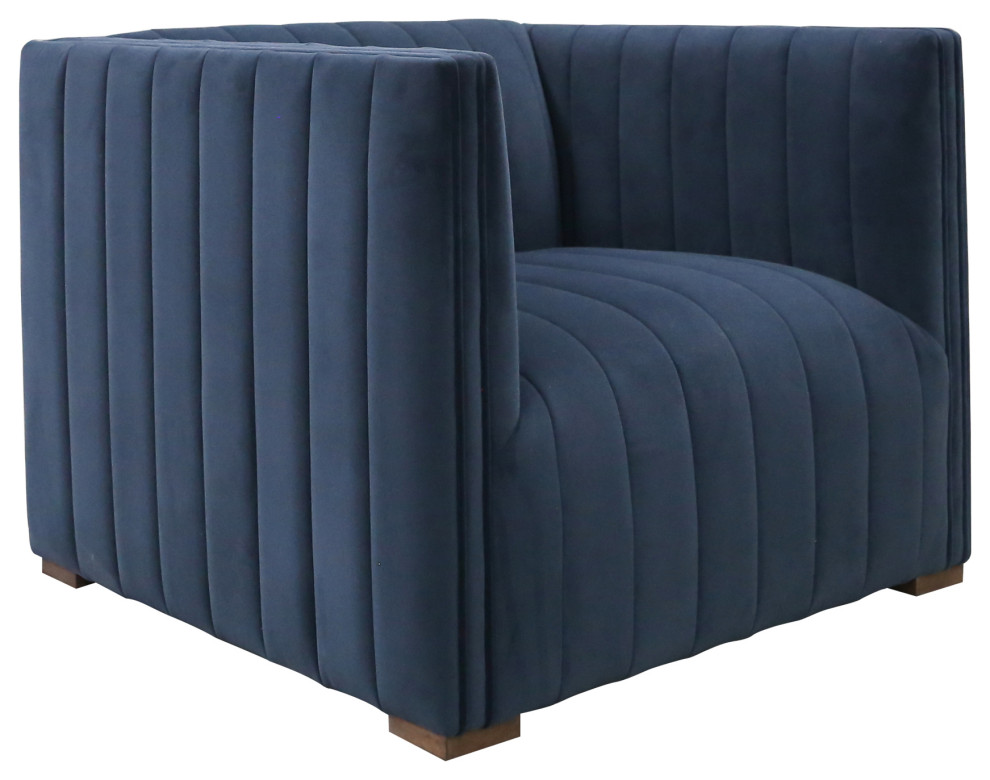 Soft Sapphire Navy Club Chair  Channeled   Contemporary   Armchairs And Accent Chairs   by Design Tree Home  Houzz