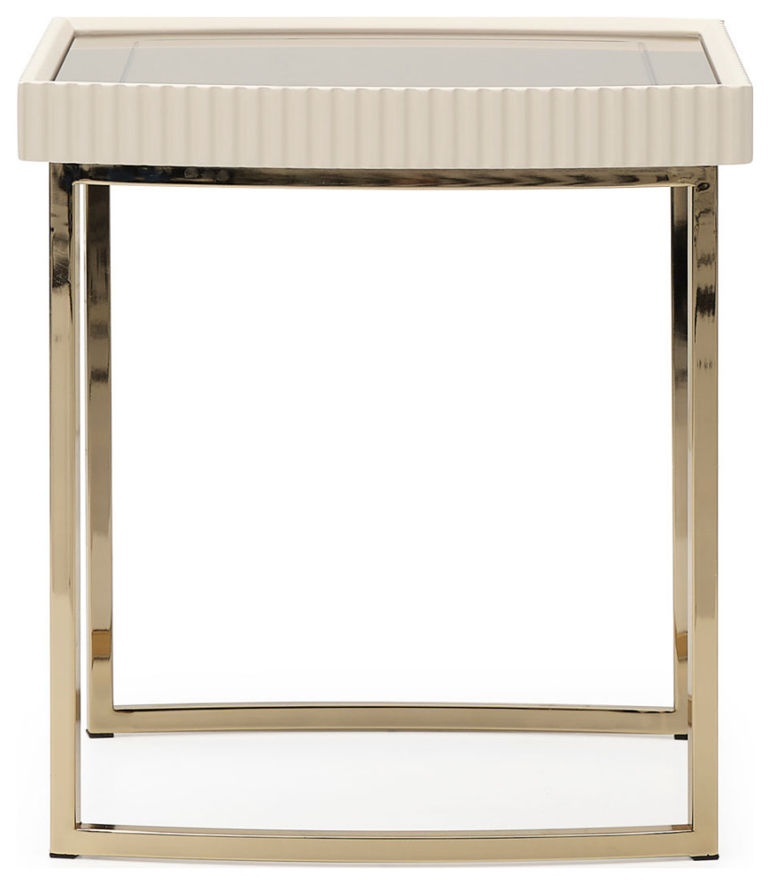 Lisbon Side Table  Silken Matte Cream   Contemporary   Side Tables And End Tables   by Michael Amini  Houzz