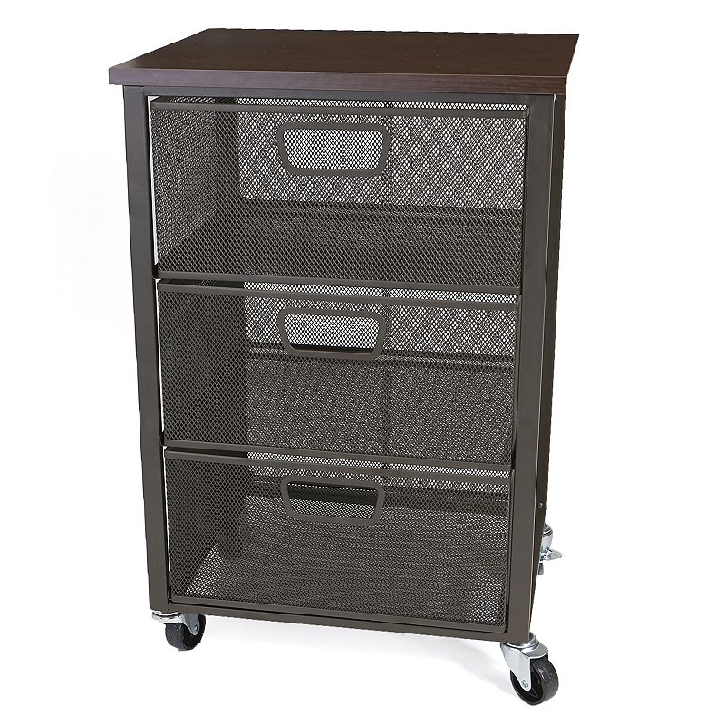 Mind Reader Metal Rolling File Cart With Drawer