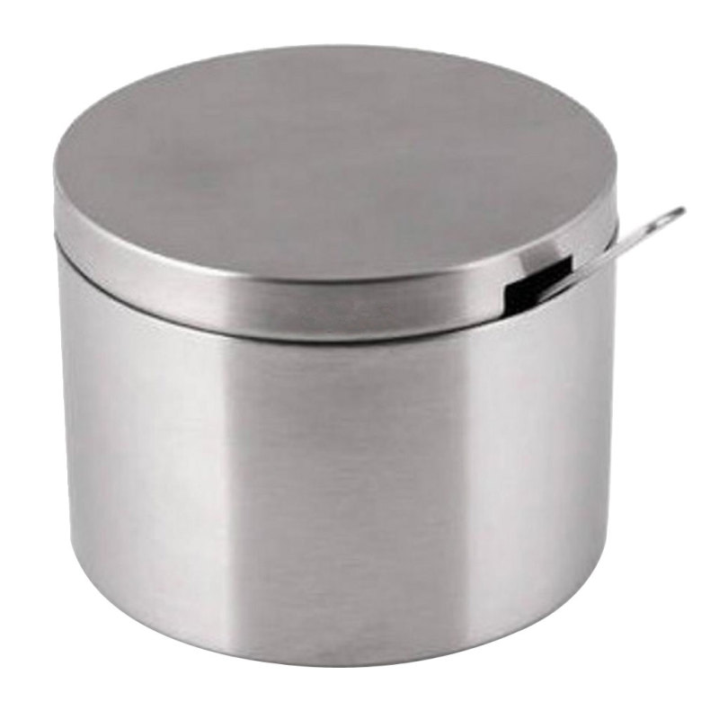 Sugar Bowl Stainless Steel Sugar Pot with Lid Spoon Home Kitchen