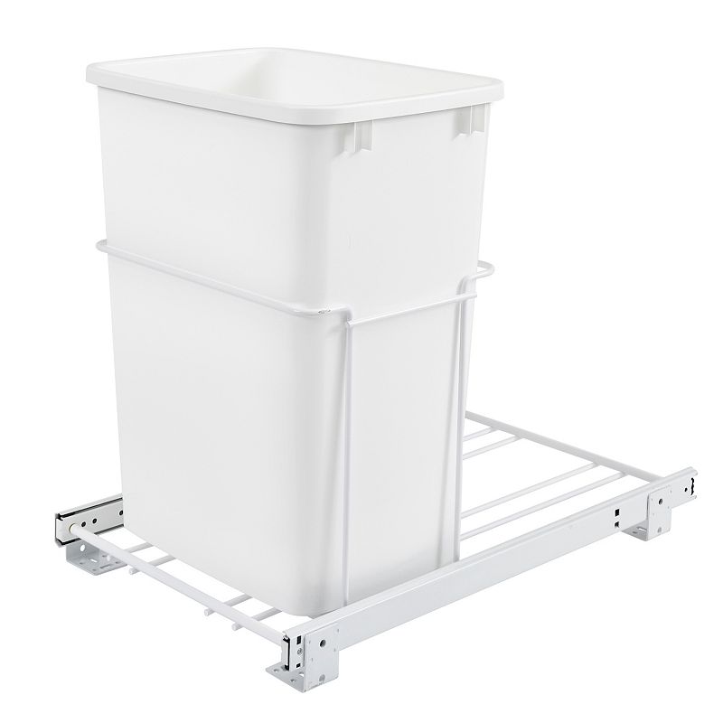 Rev-A-Shelf Single Pull Out 35 Qt Trash Can for Kitchen Cabinets， RV-18PB-1