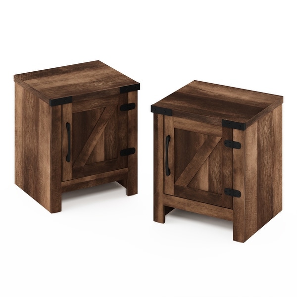 Furinno Jensen Farmhouse End Table with Barn Door