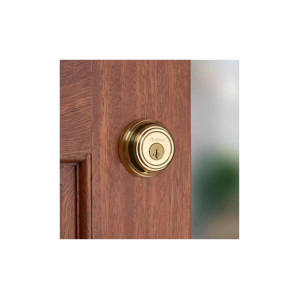 Polished Brass Keyed One Side Single Cylinder Deadbolt ;