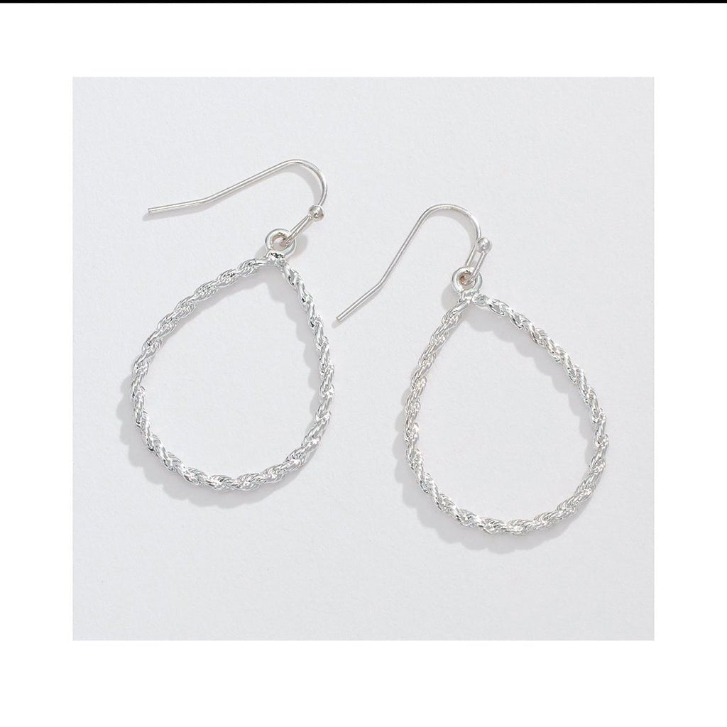 Periwinkle by Barlow  Silver Rope Teardrop    - Earrings