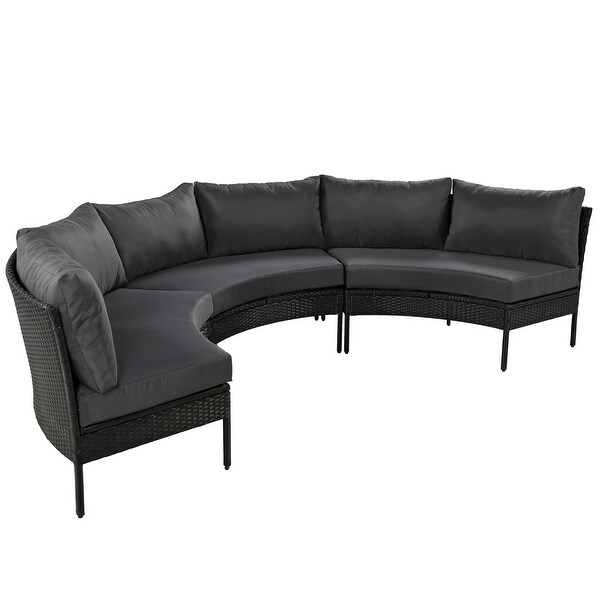 3 Piece Patio Furniture Set，Curved Outdoor Conversation Set，All Weather Sectional Sofa，Beautiful Curved Outdoor Sofa