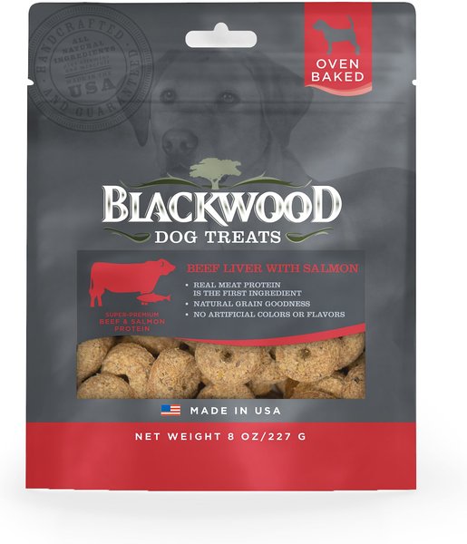 Blackwood Beef Liver and Salmon Oven Baked Dog Treats， 8-oz bag