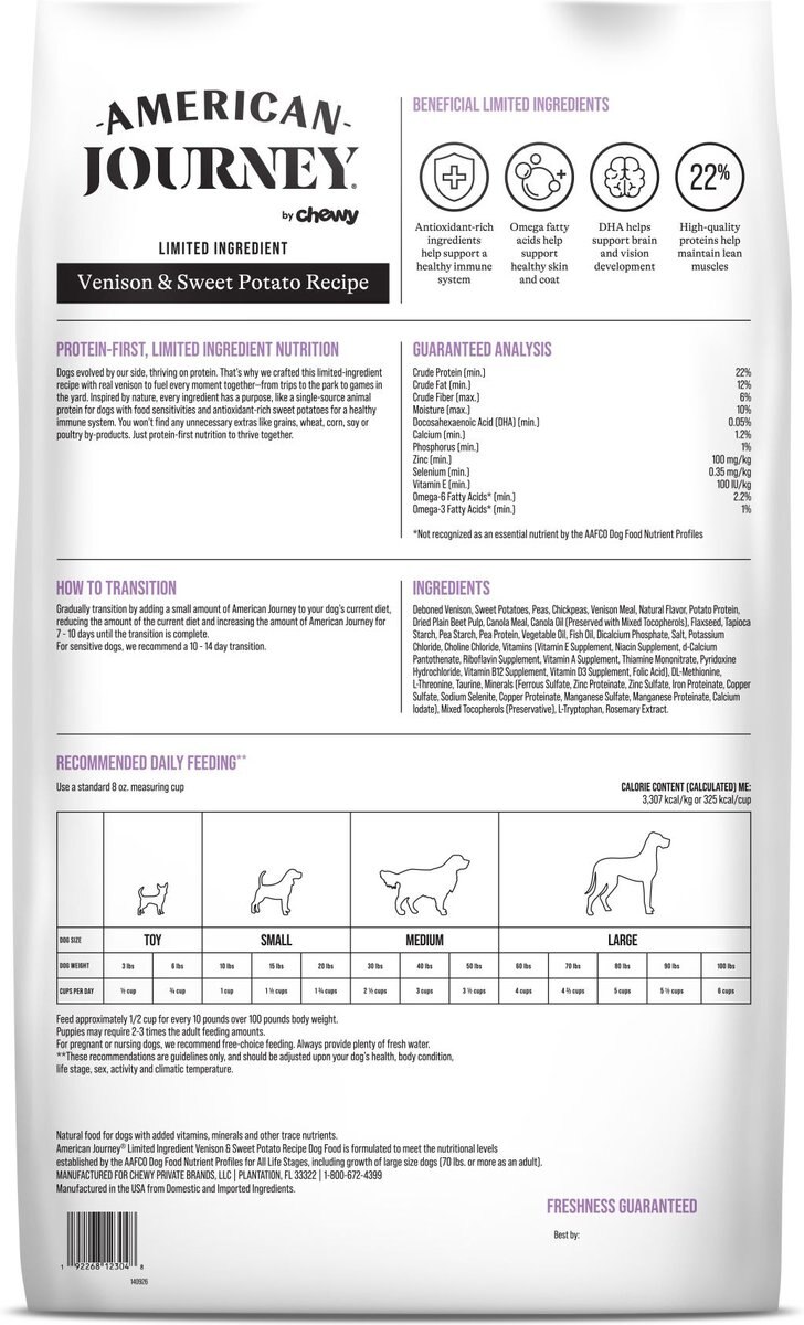 American Journey Limited Ingredient Venison and Sweet Potato Recipe Grain-Free Dry Dog Food