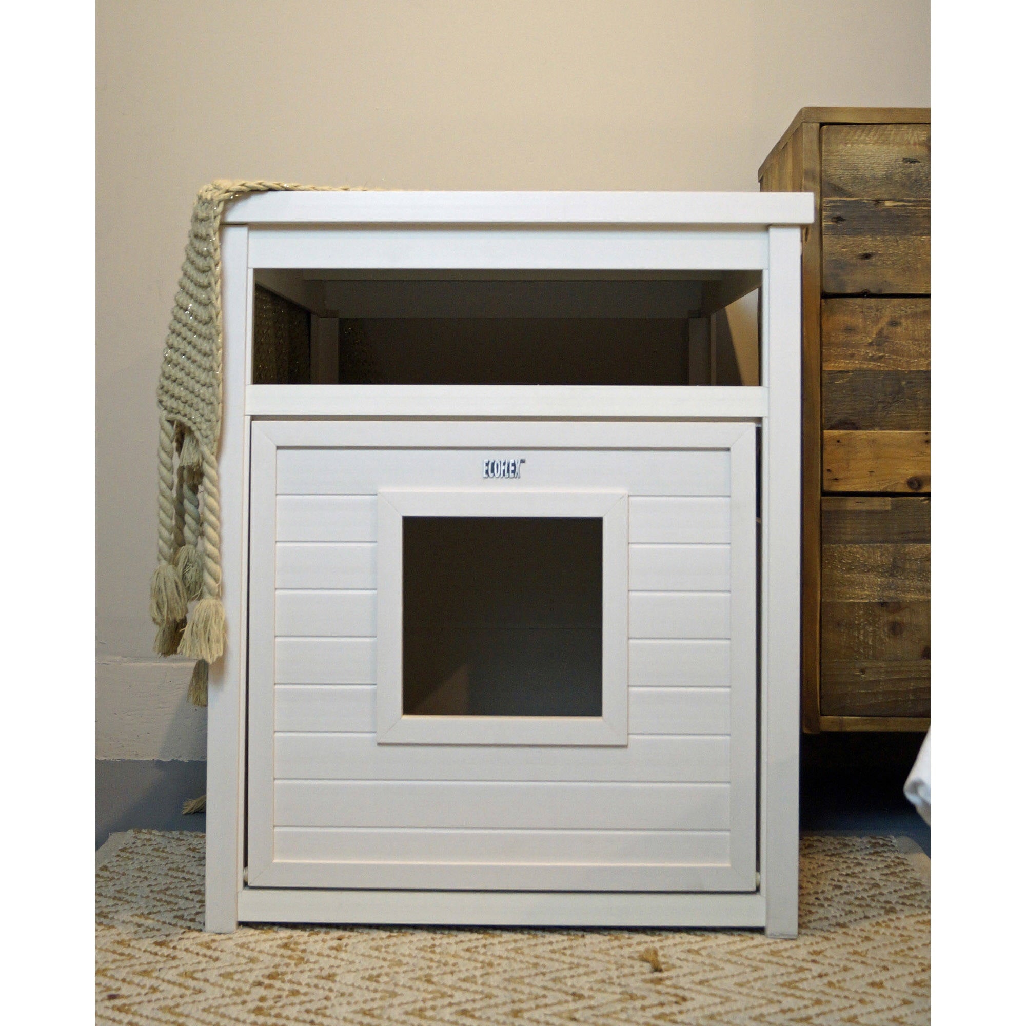 Ecoflex Jumbo Litterloo Litter Box Cover， End Table - Antique White